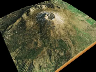 Mount Vesuvius 3d Terrain model Low-poly 3D model