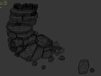 Koike town - stairs - stone staircase 3D model