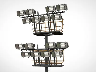 floodlight 6 light towers for sports stadiums 3D model