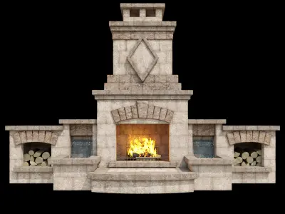 Outdoor Fireplace 002 3D model