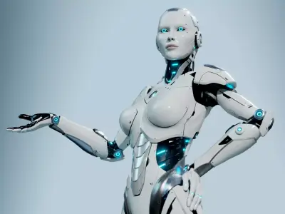 Female Android Rig Low-poly 3D model