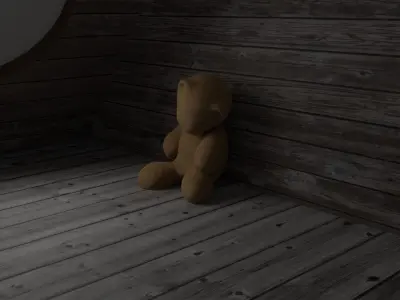 teddy bear scene on attic 3D model
