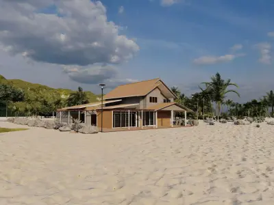 Beach Casa Scene-villa-modern house 3D model 3