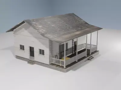 Old house with interior Low-poly 3D model