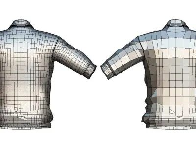 Cartoon High Poly Subdivision Striped Shirt Low-poly 3D model