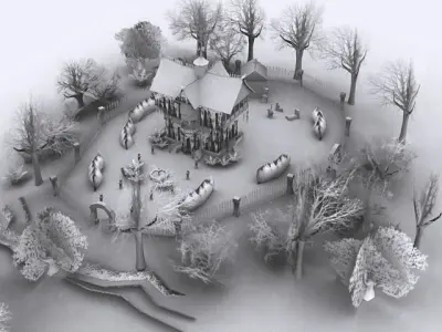 3DRT - Dark forest mansion 3D model