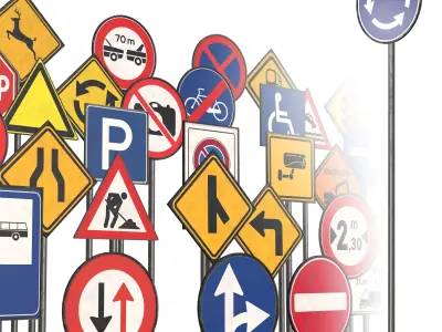 Street sign-set 01 Low-poly 3D model