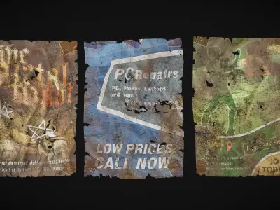 Paper Props - Urban Trash Set Low-poly 3D model