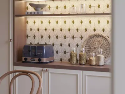 French style living room and kitchen 3D model