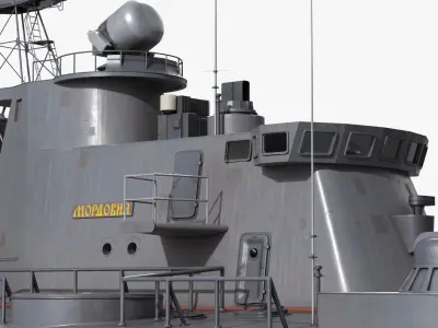  Russian Zubr-Class Landing Craft with Propulsion Ducts Gray Simplified 