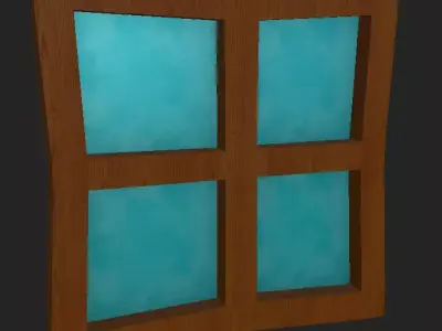 window low Poly model wooden with glass Free low-poly 3D model