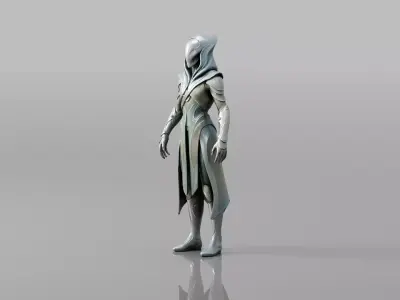 Stylized Alien Avatar Archer With Bow Low-poly 3D model