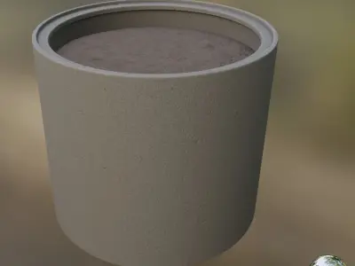 Concrete Pipe Flower Pot Low and High-Poly 3D Model Pack