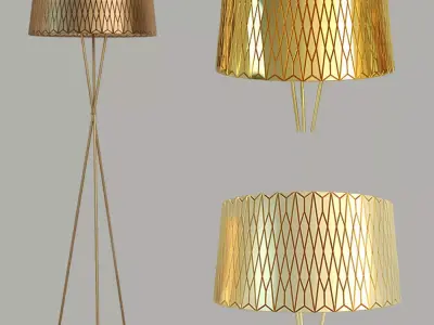 Lampshades floor lamp with geometric pattern 3D model
