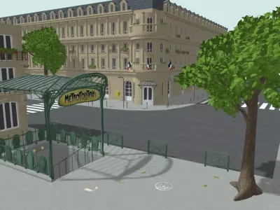 Paris Town Metro Station 01 Textured 3D model