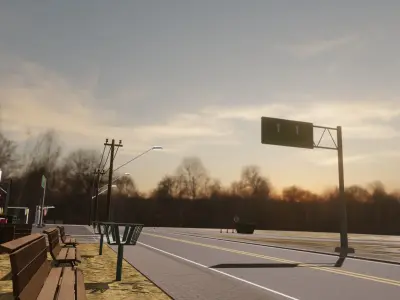 Modular Streets with over 40 urban props Low-poly 3D model