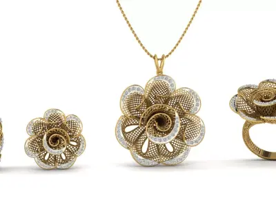 Fusion Pendant Set With Diamonds 3D print model purchase
