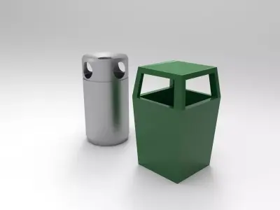 Public Trash Bin Low-poly 3D model