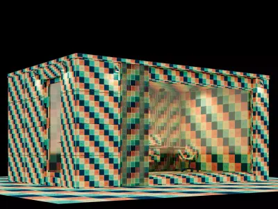 Backyard studio with furniture var 1 3D model