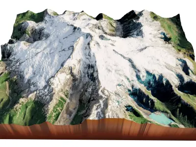 Tronador extinct stratovolcano 3d model terrain 3D model