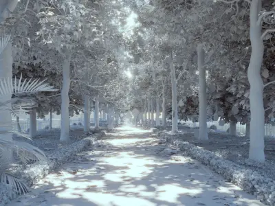 Autumn Road - Full Model Sketchup - V-ray Render 3D model