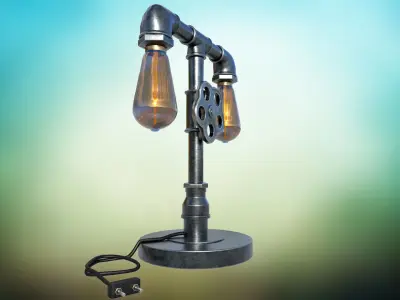 Metal lamp Sci fi PBR  game ready Low-poly 3D model