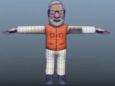 Cartoon narendra modi 3d  Character model Low-poly 3D model