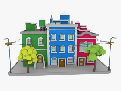 LowPoly City Block04 Low-poly 3D model