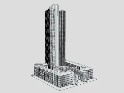 Tower 185 Skyscraper Low Poly PBR Realistic 8K Textures Low-poly 3D model