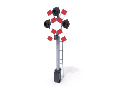 Rail Crossing Traffic Light 3 3D model