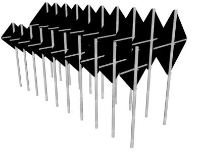 Chevron marker - Sign indicating a sharp curve ahead 01 3D model