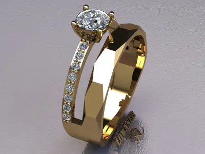 solitaire ring 3D print model 33