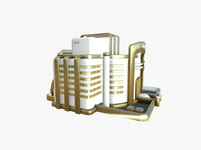 SciFi Bank A11 Gold - Sci Fi Exterior Design Low-poly 3D model