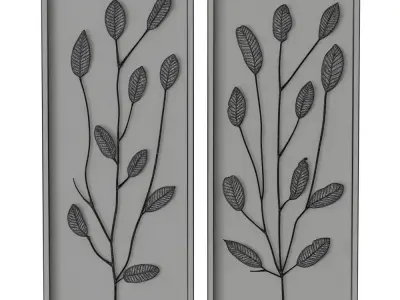 Gold Leaf and Linen Panels Artwork 3D model