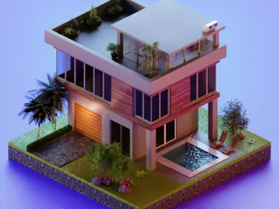 Mansion House  Low-poly 3D model 003 Low-poly 3D model