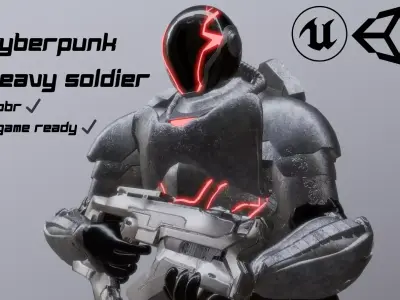Cyberpunk Sci-Fi Heavy Soldier Armor Character PBR 3D model