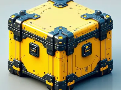 SciFi Futuristic Yellow Storage Crate Low-poly 3D model