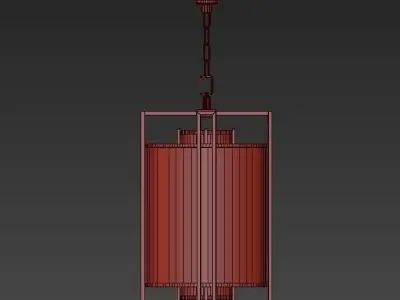 Wide Antique Brass Chandelier and pendant lamps 2 3D model