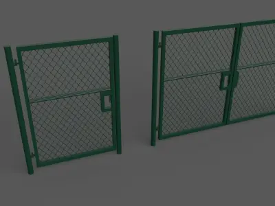 PBR Chain Link Fence For Court E Low-poly 3D model