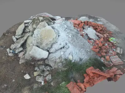 Rubble construction pile Low-poly 3D model