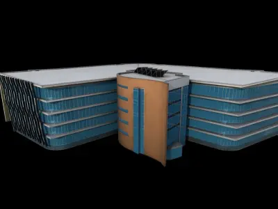 3D Building Low Poly  Low-poly 3D model