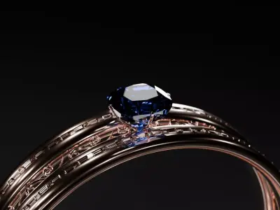 Realistic Ring With Gems 3D model