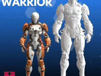 Cyborg Warrior STL futuristic 3D Model 3D print model