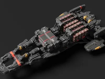 Cargo Spaceship Low-poly 3D model by purbosky