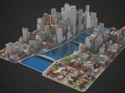 City C4 MAYA Low-poly 3D model