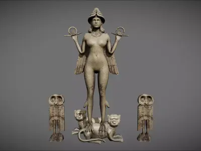 Ishtar Mesopotamian Goddess Ereshkigal Low-poly 3D model