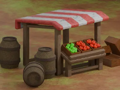 Medieval Apple Shop 3D model