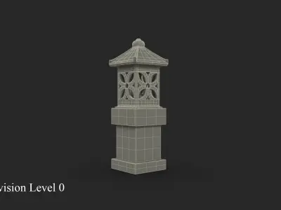 Stone Garden Lamp Balinese Outdoor Lighting 3D model