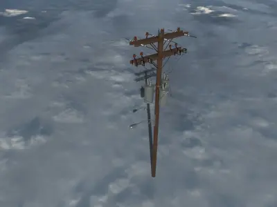 Japanese style electric pole  Low-poly 3D model