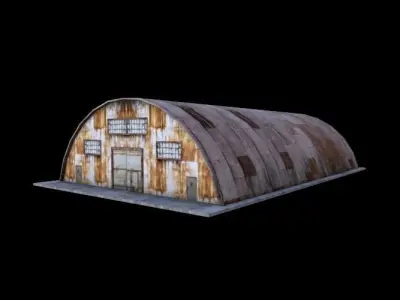 Hangar old rusty barn Low-poly 3D model